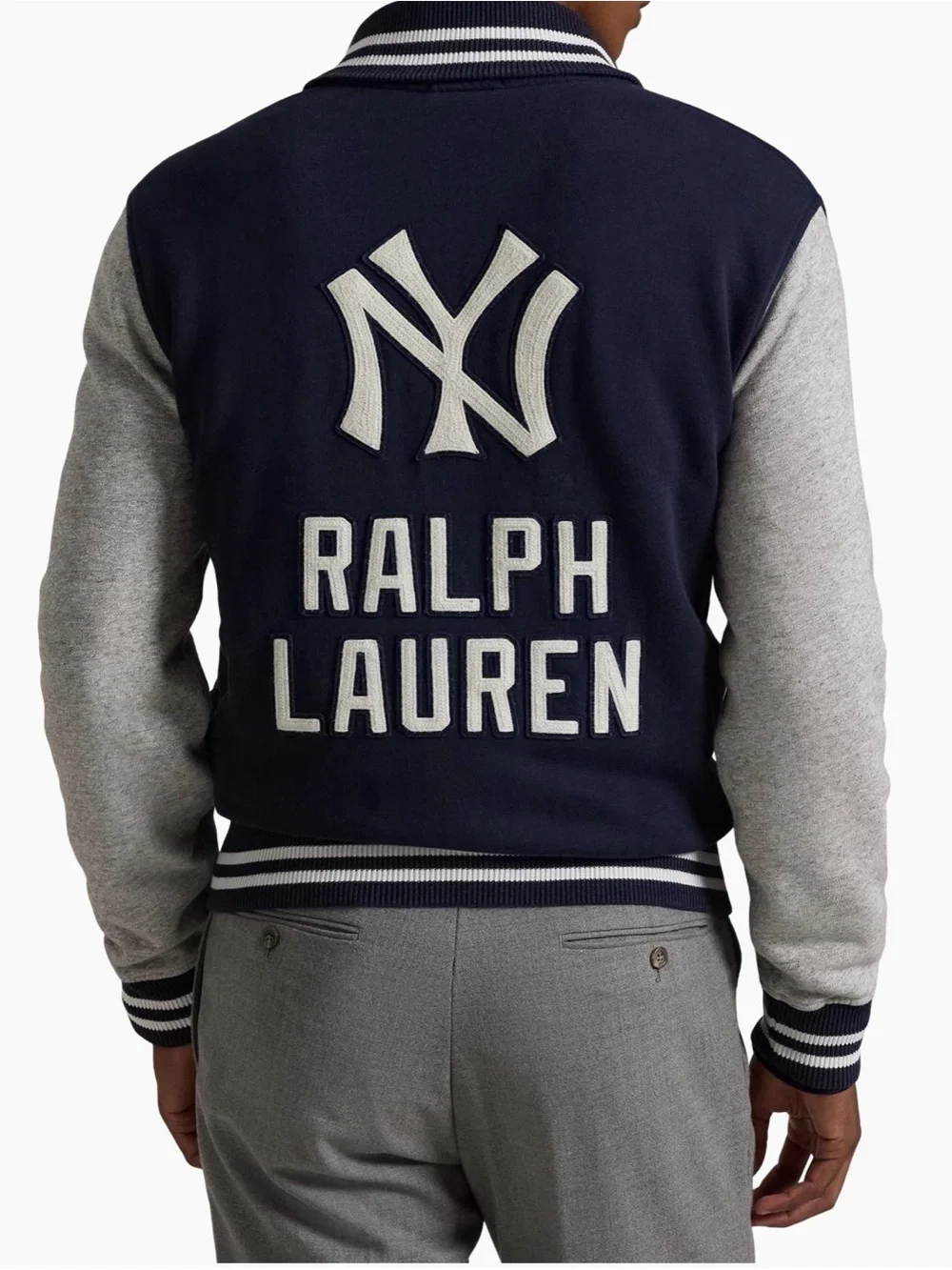 Polo by Ralph Lauren Navy Yankee’s and Gray Varsity Jacket with NY patch XS